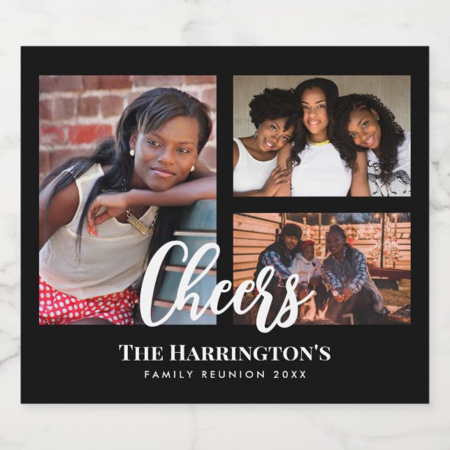 Frame Preto de Colagem de Fotografias da Reunião d (Rótulo Único)