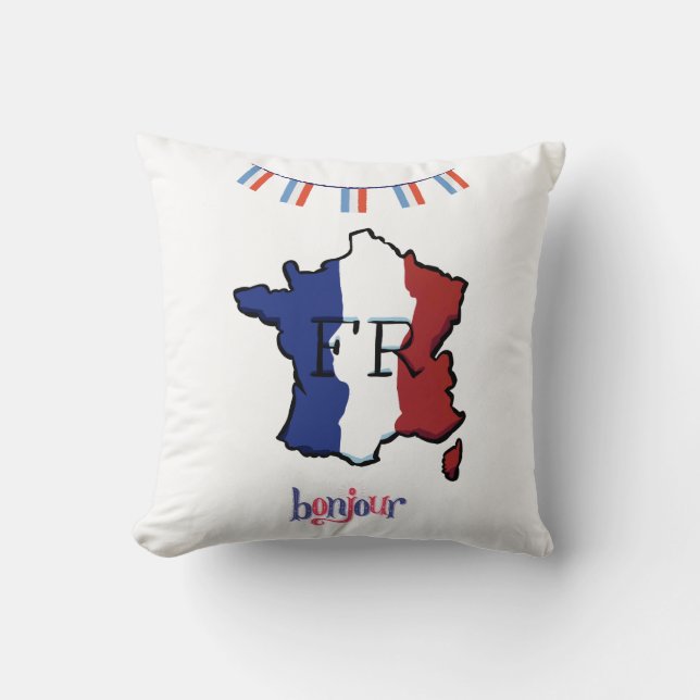 França - almofada com bandeiras francesas (Frente)