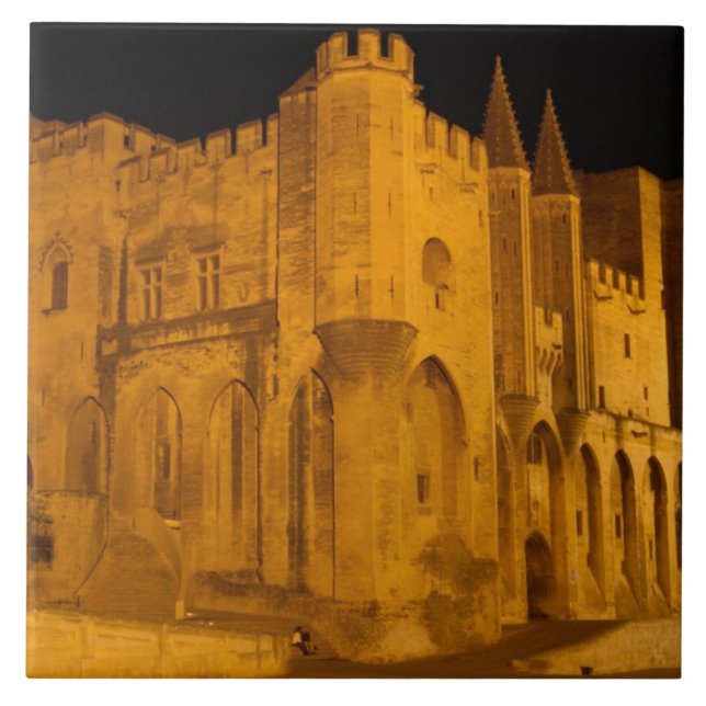 França, Avinhão, Provença, Palácio Papal à noite 2 (Frente)