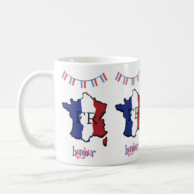 França - caneca com bandeiras francesas (Esquerda)