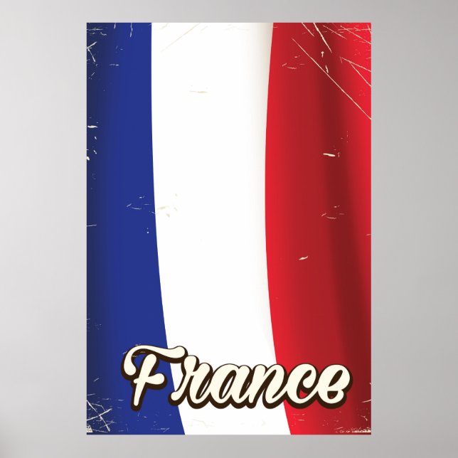 França poster de férias com bandeira nacional (Frente)