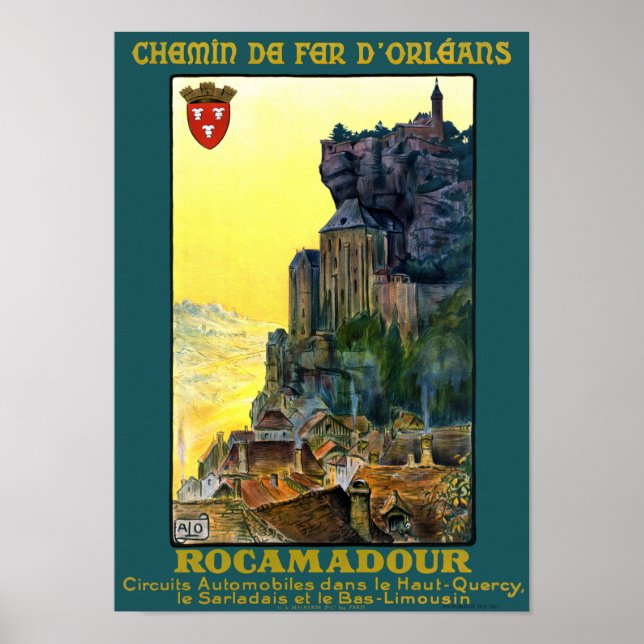 França Rocamadour Viagens vintage de Poster restau (Frente)
