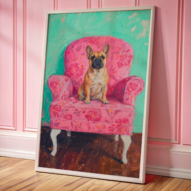 Francês Buldogdog Art Poster Wall Art Impressão ro (This AI-created poster has real textures for a cool, trendy look.)