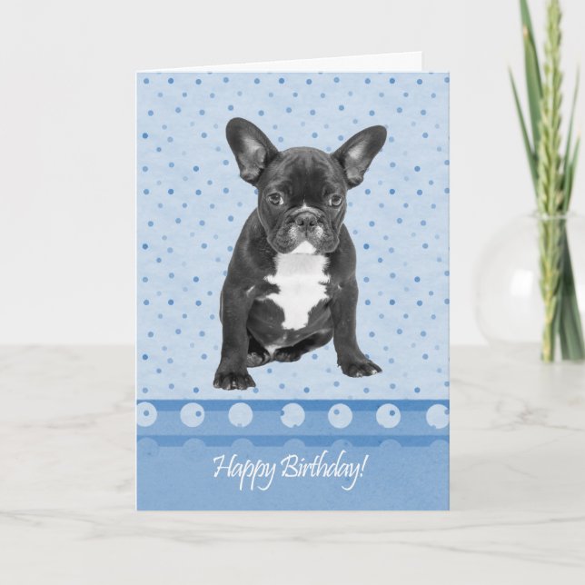 Francês Bulldog Feliz Aniversário Cartão Pontos Az (Frente)