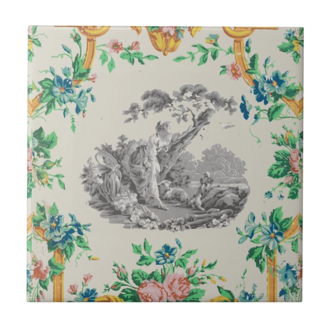 Francês Rococo François Boucher Vignette Pattern (Frente)