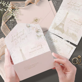 Francês Romance Wedding RSVP Blush ID870