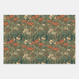 Francês, vintage, nouveau inspirou flores silvestr