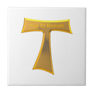Franciscan Tau Cross Pax Et Bonum Dourado Metálic