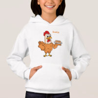 Frango com ovos no prato desenho animado
