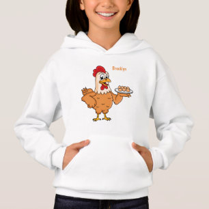 Frango com ovos no prato desenho animado