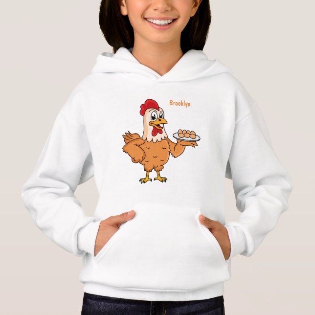 Frango com ovos no prato desenho animado (Frente)