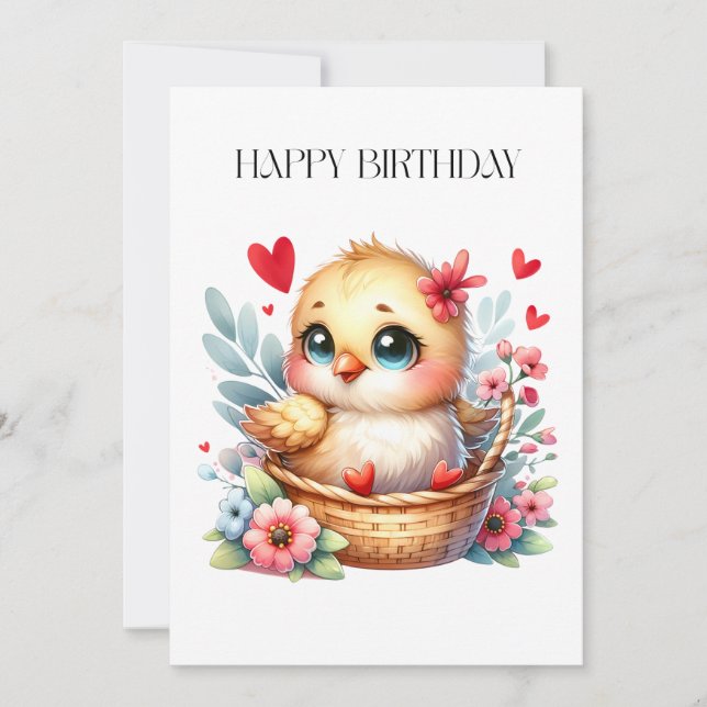 Frango de aniversário fofo. (Frente)