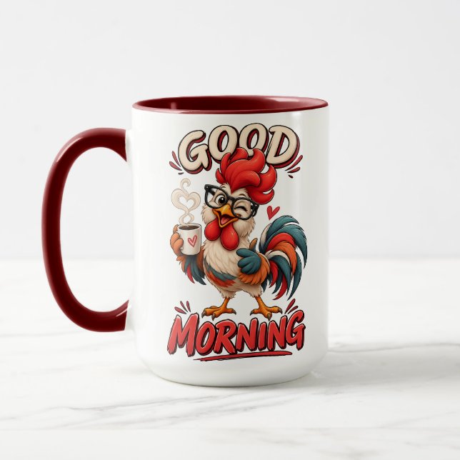 Frango de desenho animado fofo com caneca | (Esquerda)