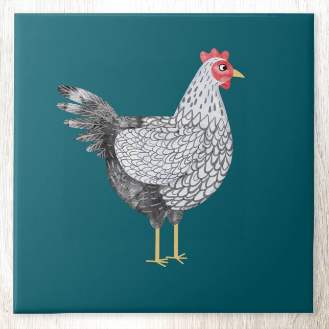 Frango de Watercolor Wyandotte (Fun Wyandotte Chicken hen watercolor art ceramic tile)