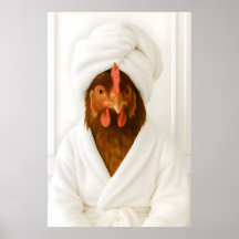 Frango Engraçado na Impressão de Banheiro, Frango