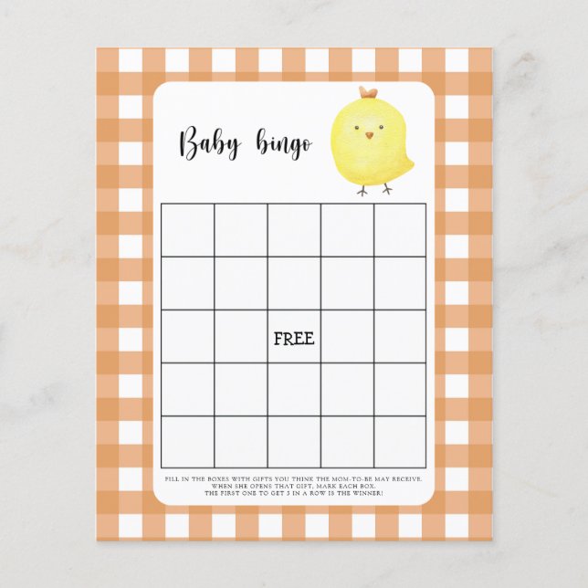 Frango - Jogo de bingo para chá de bebê (Frente)