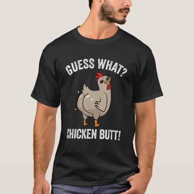 Frangos Fofos Camisetas Bunda de Frango Adivinha A (Frente)