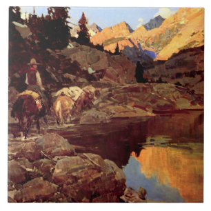 Frank Tenney Johnson Arte Ocidental "Lago da Monta