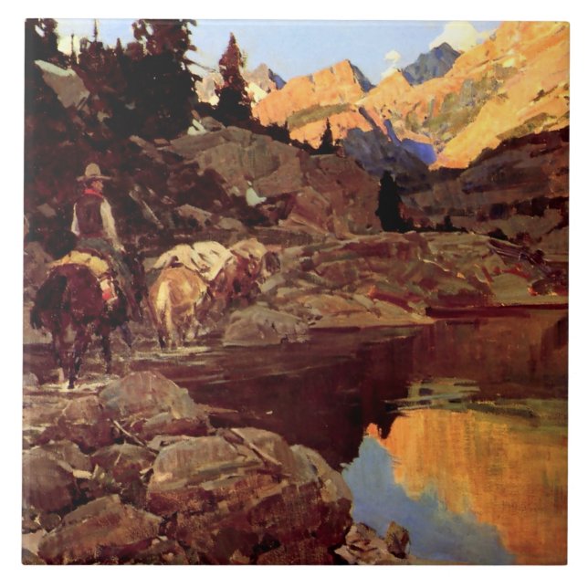 Frank Tenney Johnson Arte Ocidental "Lago da Monta (Frente)