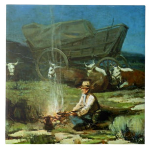 Frank Tenney Johnson Arte Ocidental "Noite Solitár