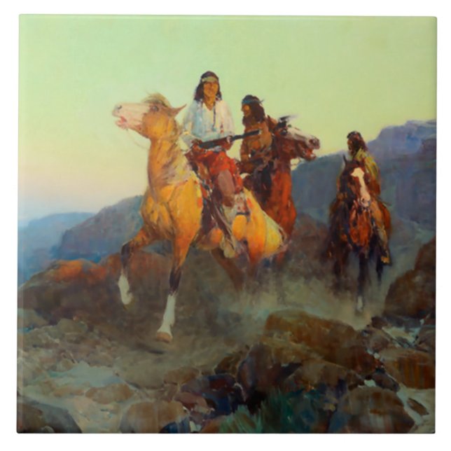 Frank Tenney Johnson Western Art "Renegade Apache" (Frente)