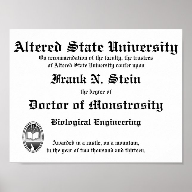 Frankenstein Diploma poster (Frente)