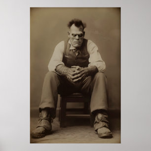 Frankenstein no Estúdio Pôster de Arte Gótica Vint