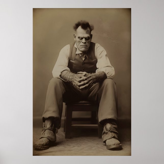 Frankenstein no Estúdio Pôster de Arte Gótica Vint (Frente)