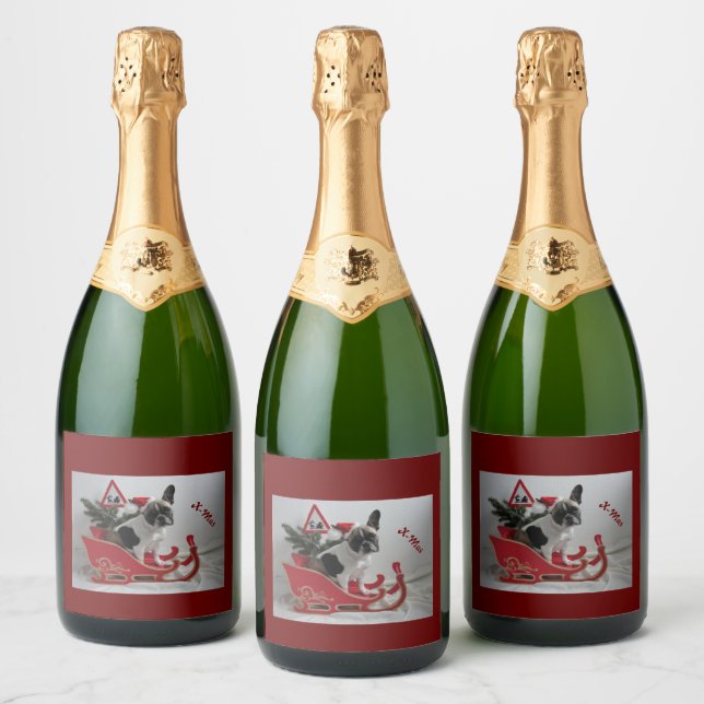 Französische Bulldoggen Weihnachten Sparkling Wine (Garrafas)