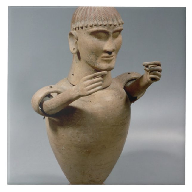 Frasco de Canopic com braços móveis (argila) (Frente)