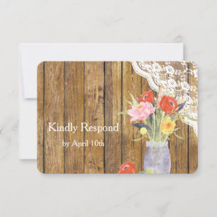 Frasco de pedreiro de madeira RSVP Wedding floral
