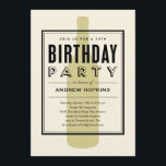 Frasco de Vinho Convites de Aniversário<br><div class="desc">Convites de aniversário de vinho com um design de arte moderna e um tema de garrafa de vinho. Altere o texto personalizado para ajustado das necessidades do seu partido.</div>