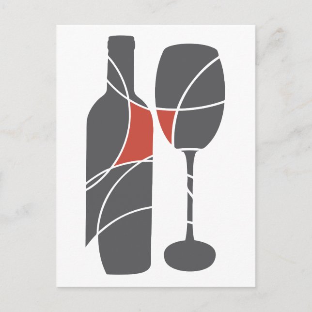 Frasco de vinho e cartão postal de vidro (Frente)