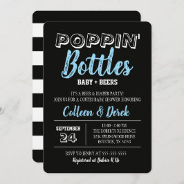 Frascos de Poppin Convite Chá de fraldas Azul