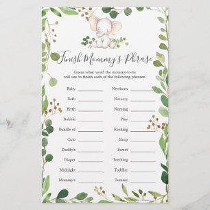 Frase de Mamãe final do Chá de fraldas de elefante