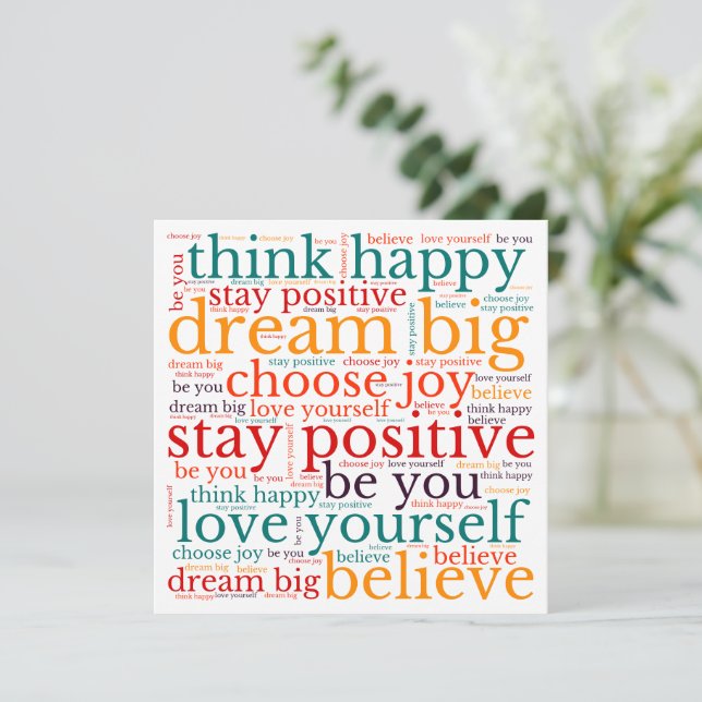Frase Positiva Padrão WordArt Branco Multicolorido (Em pé/Frente)