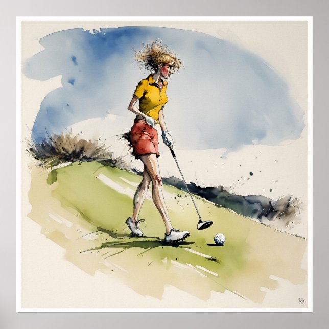 Frazzled Golfer - Impressão de Golfe Art (Frente)
