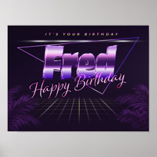 Fred Name Vorname lila retro Poster Geburtstag