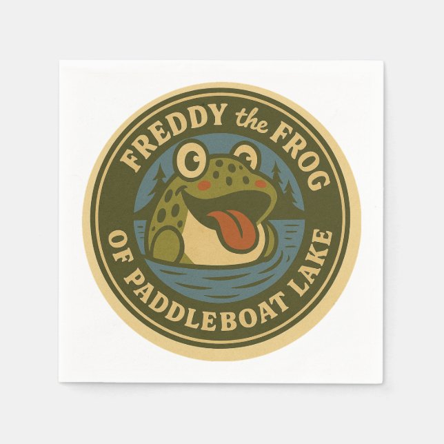 Freddy o Sapo do Lago Paddleboat Guardanapos  (Frente)