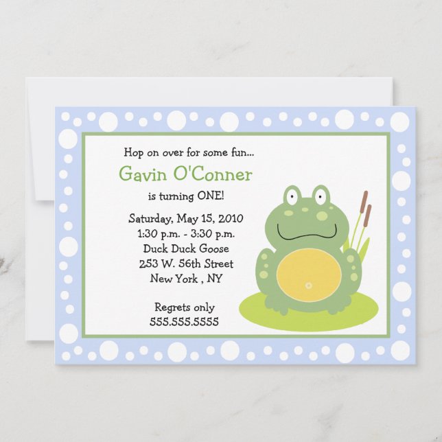 Freddy, o Sapo Froggy Birthday, 5x7 Convites (Frente)