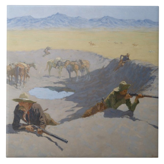 Frederic Remington - luta para o Waterhole (Frente)