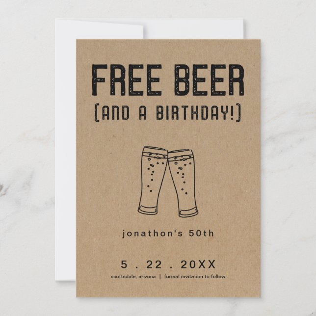 Free Beer Engraçado Aniversário Salve o Cartão de  (Frente)