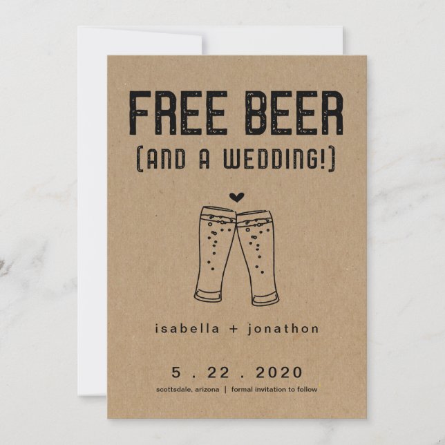 Free Beer Engraçado Salve o Cartão de Data (Frente)
