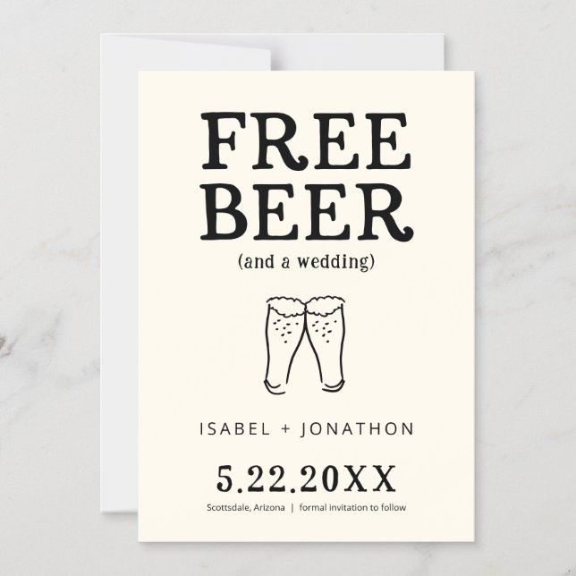 Free Beer Engraçado Salve o ímã do cartão de data (Frente)