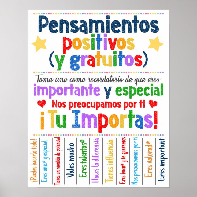 Free Positive Thoughts Espanhol Poster (Frente)