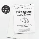 Free Tacos Funny Casal Convite Para Chá<br><div class="desc">Tacos gratuitos (e um Chá). Use para um chá tradicional ou um chá de casal de código. De qualquer forma, desfrute de um chá de casamento divertido que põe o holofote em tacos! Trabalho de arte é desenhado à mão. Detalhes de coordenação, Registro, cartões de agradecimento e outros itens estão...</div>