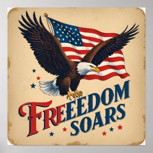 Freedom Soars Eagle Parerging Poster Impressão