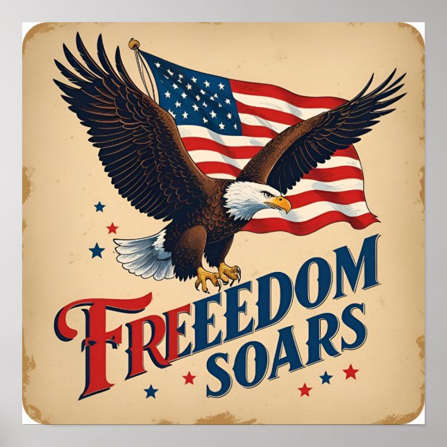 Freedom Soars Eagle Parerging Poster Impressão (Frente)