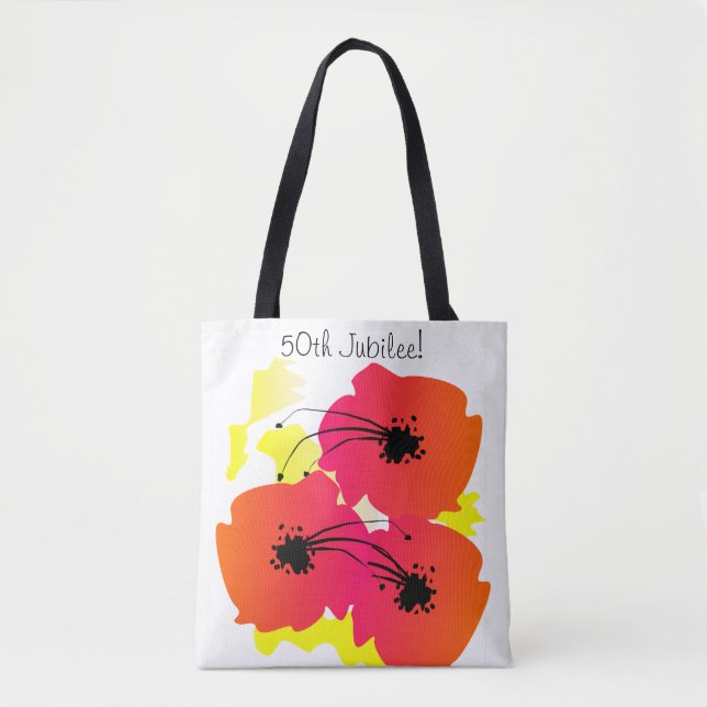 Freiras Ouro 50º Jubileu Tote Bag Grandes Flores (Frente)