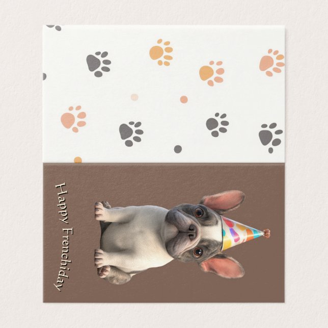 French Bulldog Birthday Card (Exterior Desdobrado)